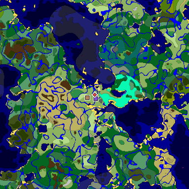Predicted biome map of Java 1.18 seed -8497714705732367687 around estimated spawn