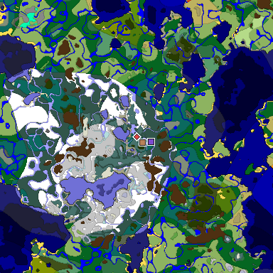 Predicted biome map of Java 1.18 seed 6140963134154647622 around estimated spawn