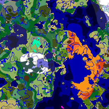 Predicted biome map of Java 1.18 seed 8213134909308668527 around estimated spawn