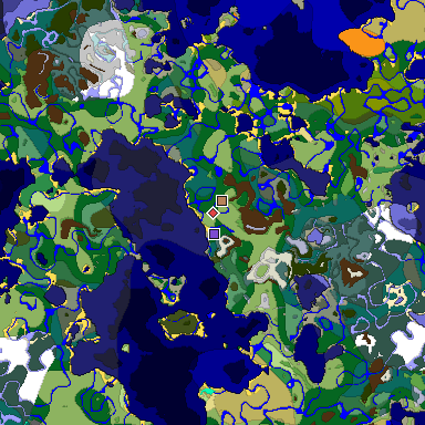 Predicted biome map of Java 1.18 seed 5886164164334261678 around estimated spawn