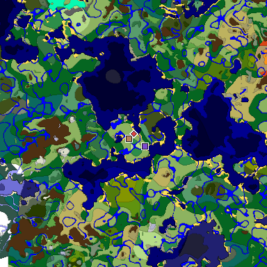 Predicted biome map of Java 1.18 seed 6016897743919596346 around estimated spawn