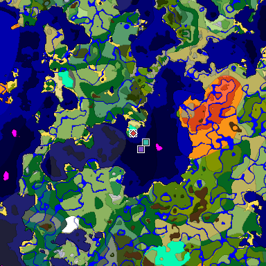 Predicted biome map of Java 1.18 seed -4501413287090630855 around estimated spawn