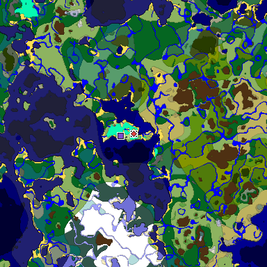 Predicted biome map of Java 1.18 seed 2581566000283084953 around estimated spawn