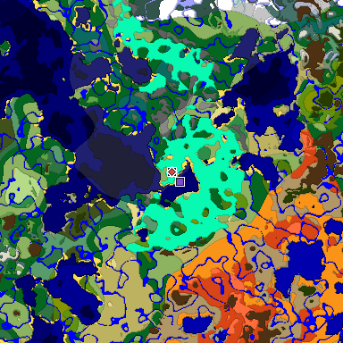 Predicted biome map of Java 1.18 seed 4556170756776248487 around estimated spawn