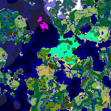 Predicted biome map of Java 1.18 seed -514239146841026846 around estimated spawn