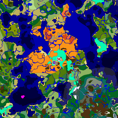 Predicted biome map of Java 1.18 seed 3922536915075115544 around estimated spawn