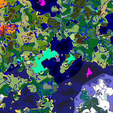 Predicted biome map of Java 1.18 seed 717641706686094909 around estimated spawn