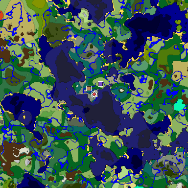 Predicted biome map of Java 1.18 seed 4753590900794506374 around estimated spawn