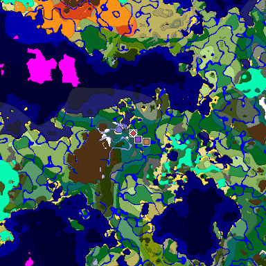 Predicted biome map of Java 1.18 seed -6642700078044043306 around estimated spawn