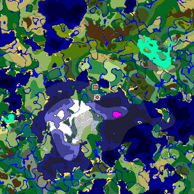 Predicted biome map of Java 1.18 seed -4210532757773076693 around estimated spawn
