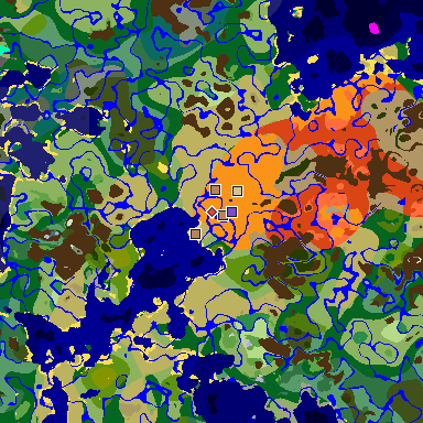 Map of Minecraft seed 4335379614550721889 around spawn