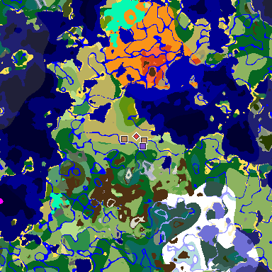 Map of Minecraft seed 1586352556780263570 around spawn