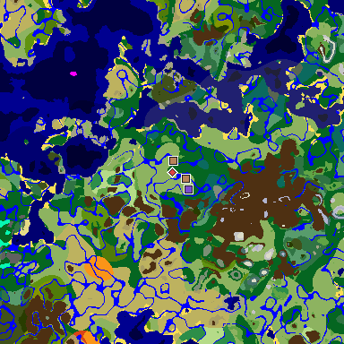 Map of Minecraft seed 6600621133435423607 around spawn