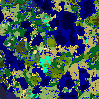 Predicted biome map of Java 1.18 seed -849581860468216630 around estimated spawn