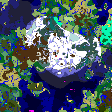 Predicted biome map of Java 1.18 seed -2237492342368319460 around estimated spawn
