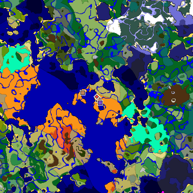 Predicted biome map of Java 1.18 seed 1226343541283806300 around estimated spawn