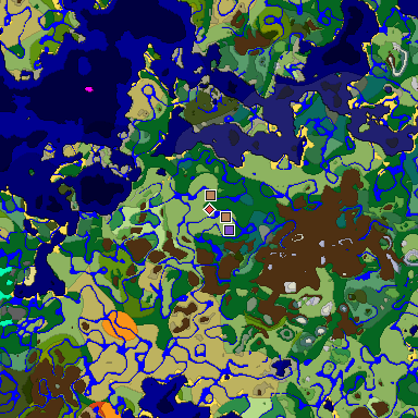 Predicted biome map of Java 1.18 seed 6600621133435423607 around estimated spawn