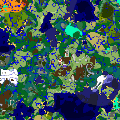 Predicted biome map of Java 1.18 seed 2112123209747922807 around estimated spawn