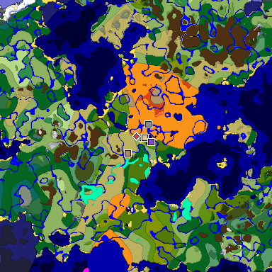 Predicted biome map of Java 1.18 seed -9024233856099764128 around estimated spawn