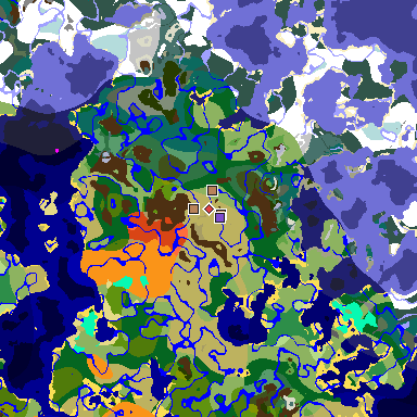 Map of Minecraft seed 1121481652934825220 around spawn