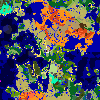 Map of Minecraft seed 3235953394593495409 around spawn