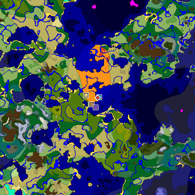 Predicted biome map of Java 1.18 seed 7180392145264286916 around estimated spawn
