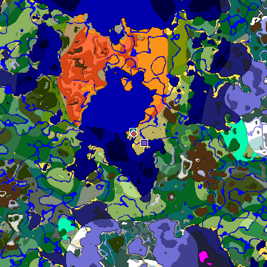 Predicted biome map of Java 1.18 seed 194782901420113897 around estimated spawn