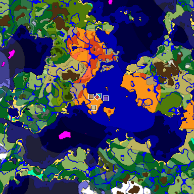 Predicted biome map of Java 1.18 seed 7212523318777532468 around estimated spawn