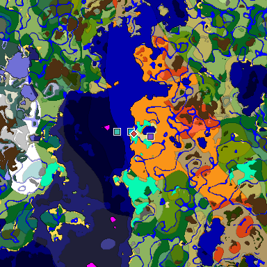 Predicted biome map of Java 1.18 seed 8693740121029517134 around estimated spawn