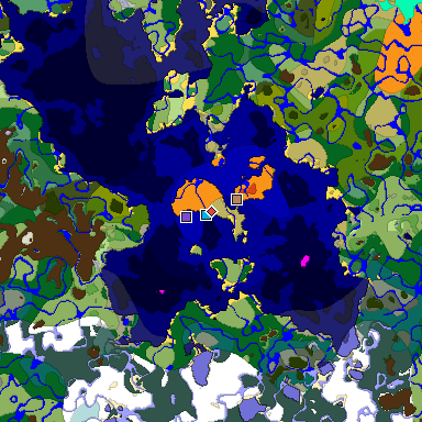 Predicted biome map of Java 1.18 seed -8328925357944177986 around estimated spawn