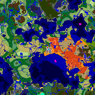 Predicted biome map of Java 1.18 seed -7013819019845233165 around estimated spawn
