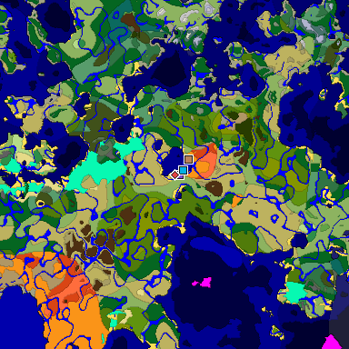 Predicted biome map of Java 1.18 seed 3218475090855079452 around estimated spawn