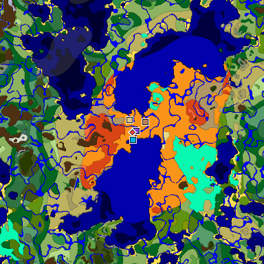 Predicted biome map of Java 1.18 seed 8346890260463525150 around estimated spawn