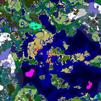 Predicted biome map of Java 1.18 seed -275209148683668206 around estimated spawn