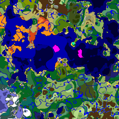 Predicted biome map of Java 1.18 seed 3598919054370978930 around estimated spawn