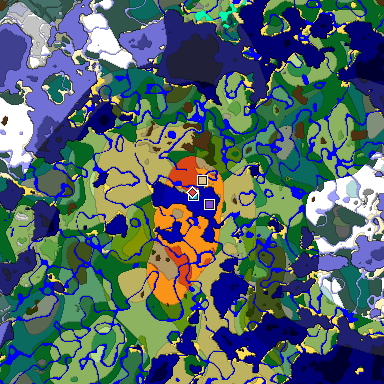 Predicted biome map of Java 1.18 seed -719265062469008257 around estimated spawn