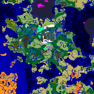 Predicted biome map of Java 1.18 seed -8020662857467372143 around estimated spawn