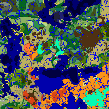 Predicted biome map of Java 1.18 seed 4322632747209836780 around estimated spawn