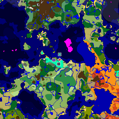 Predicted biome map of Java 1.18 seed -9152828056721854745 around estimated spawn