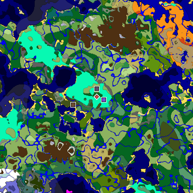 Predicted biome map of Java 1.18 seed -7111456561390835157 around estimated spawn