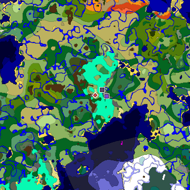 Predicted biome map of Java 1.18 seed -1211271361277865011 around estimated spawn