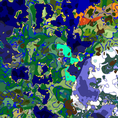 Predicted biome map of Java 1.18 seed 8348109545233631896 around estimated spawn