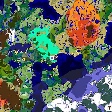 Predicted biome map of Java 1.18 seed -7330245797910295589 around estimated spawn