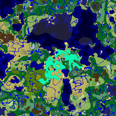 Predicted biome map of Java 1.18 seed 6673509060596642130 around estimated spawn