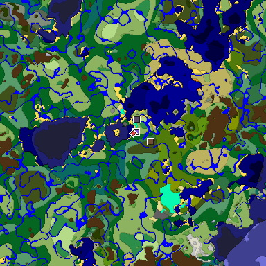 Predicted biome map of Java 1.18 seed 8972424640592384072 around estimated spawn