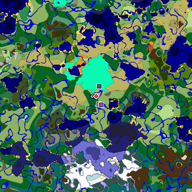 Predicted biome map of Java 1.18 seed -6405841232221146818 around estimated spawn