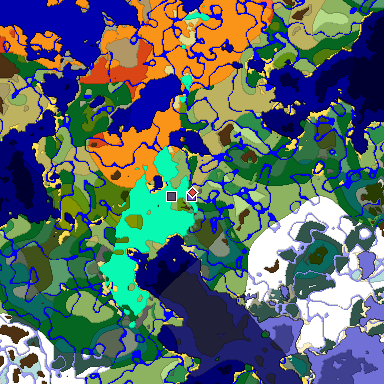 Predicted biome map of Java 1.18 seed 1980852096690541440 around estimated spawn