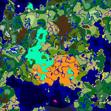 Predicted biome map of Java 1.18 seed 5439425144880795349 around estimated spawn