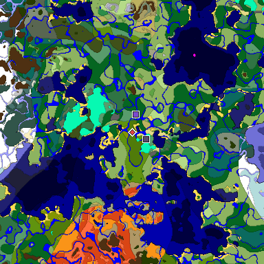 Predicted biome map of Java 1.18 seed 8006618537771537658 around estimated spawn