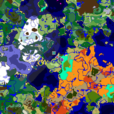 Predicted biome map of Java 1.18 seed 9209724748106805115 around estimated spawn